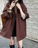 Solid Mandarin Collar Single-Breasted Short Trench Coat