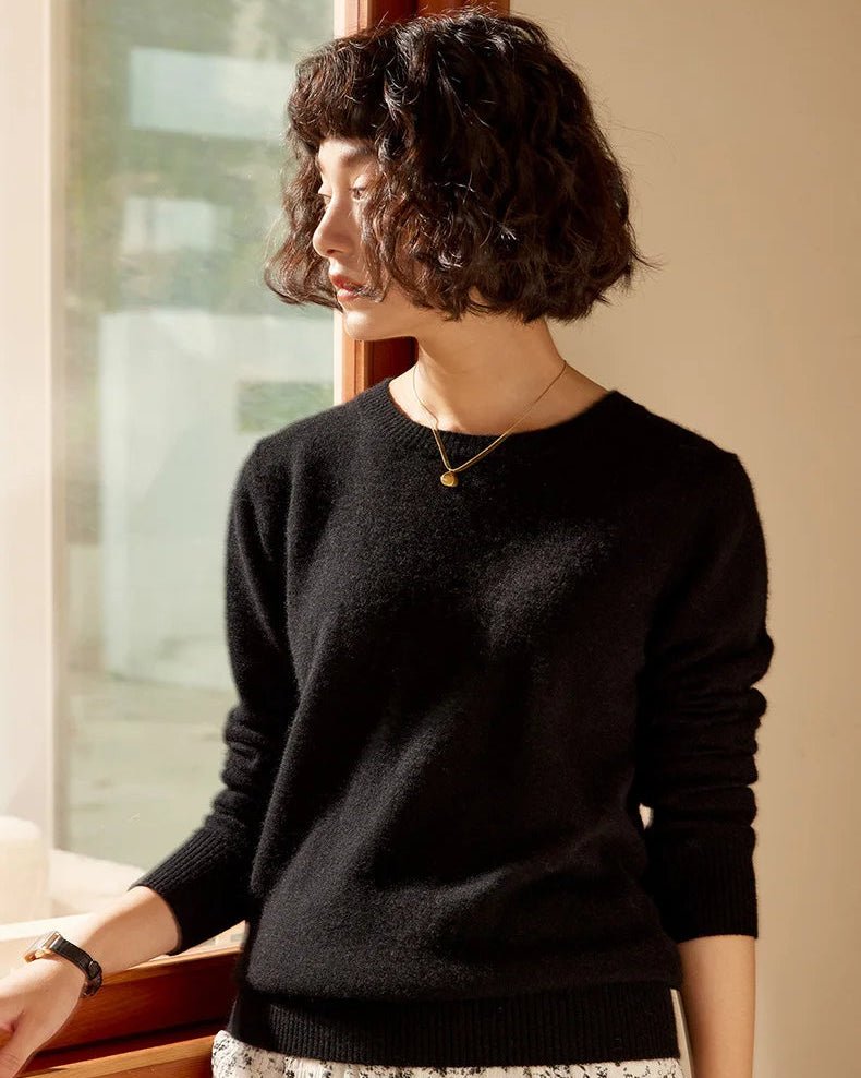 Cashmere Crew Neck Long-Sleeved Pullover Sweater