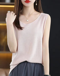 Side-Slit Sleeveless Knit Vest