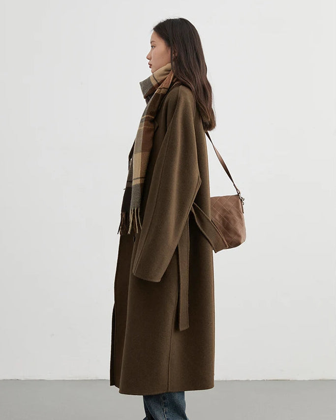 Long Double-Faced Wool Blend Coat