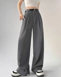 High Waist Wide-Leg Trousers with Belt