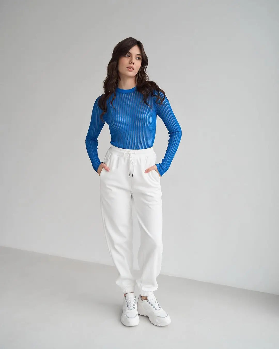 Slim See-Through Pullover Top