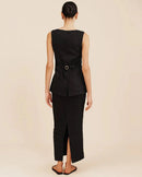 O-Neck Sleeveless Vest & High Waist Straight Maxi Skirt Set