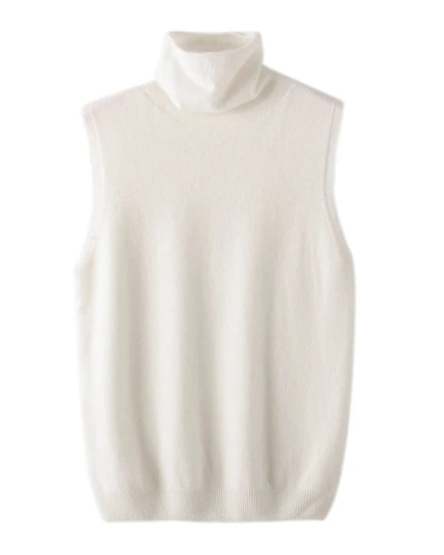 Merino Wool Turtleneck Sleeveless Sweater Vest