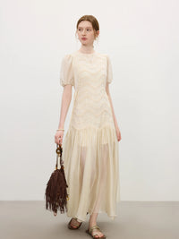 Mesh Embroidery Hollow-Out Patchwork Dress