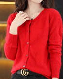 Mink Cashmere Round Neck Cardigan