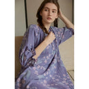 Cotton Purple Flower Print round Neck Nightdress