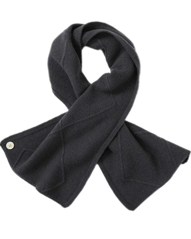 Merino Wool Jacquard Twist Button Neck Scarf