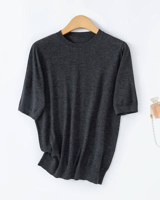 Crew Neck Short-Sleeved Pullover Sweater