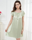 Mulberry Silk Flutter-Sleeve Mini Nightgown