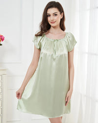 Mulberry Silk Flutter-Sleeve Mini Nightgown