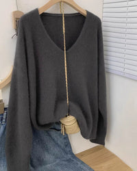 Batik Cashmere V-Neck Loose Sweater