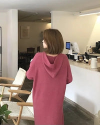 Wool Hooded Straight Sweater Dress