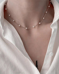 Pearl Glass Bead Choker Necklace