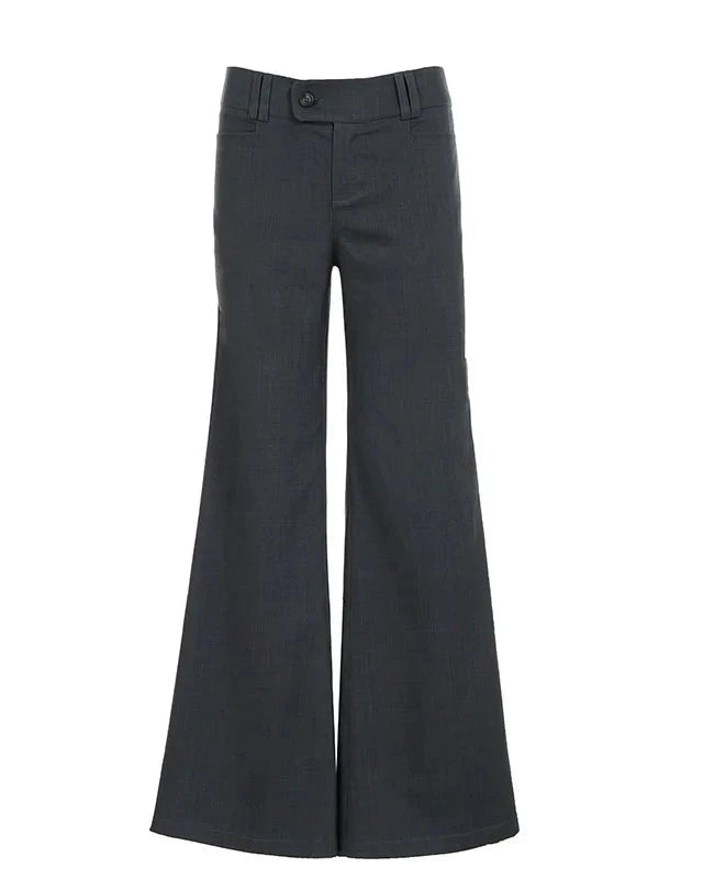 Low-Rise Wide-Leg Cotton Blend Pants