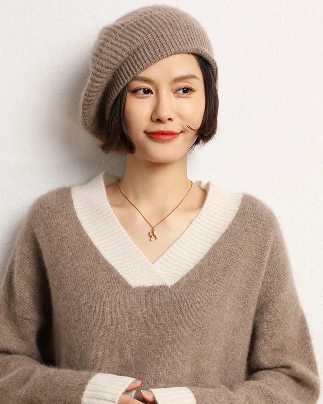 Pure Cashmere Knitted Beret