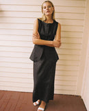 O-Neck Sleeveless Vest & High Waist Straight Maxi Skirt Set