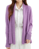 Merino Wool Solid Scarf Collar Loose Knit Cardigan