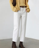 High-Waist Cotton Straight-Leg Jeans