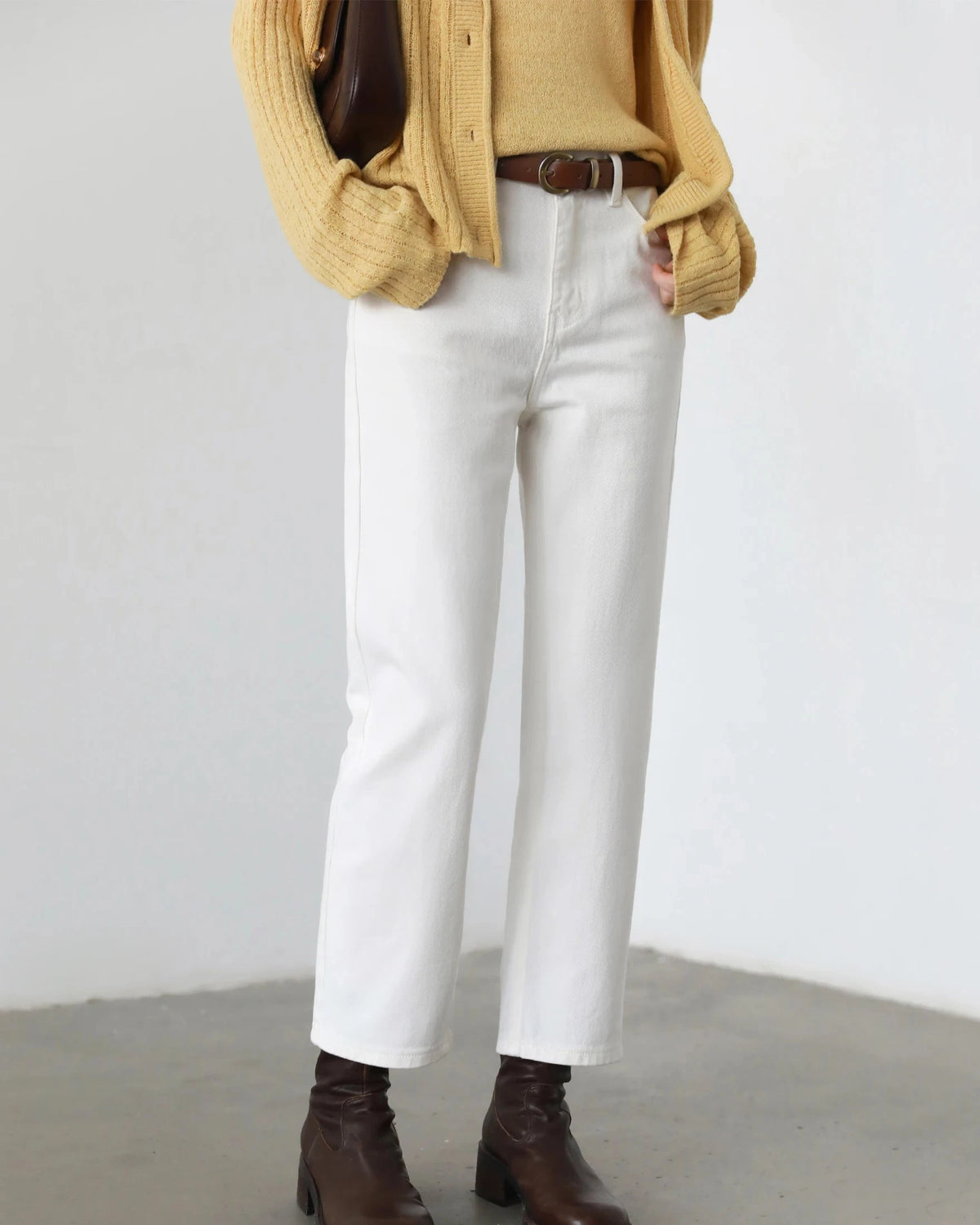 High-Waist Cotton Straight-Leg Jeans