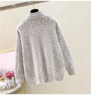 Elk printed Mink Velvet Mock Neck Sweater