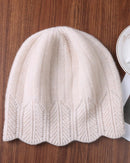 Scalloped Pointelle Wool Beanie