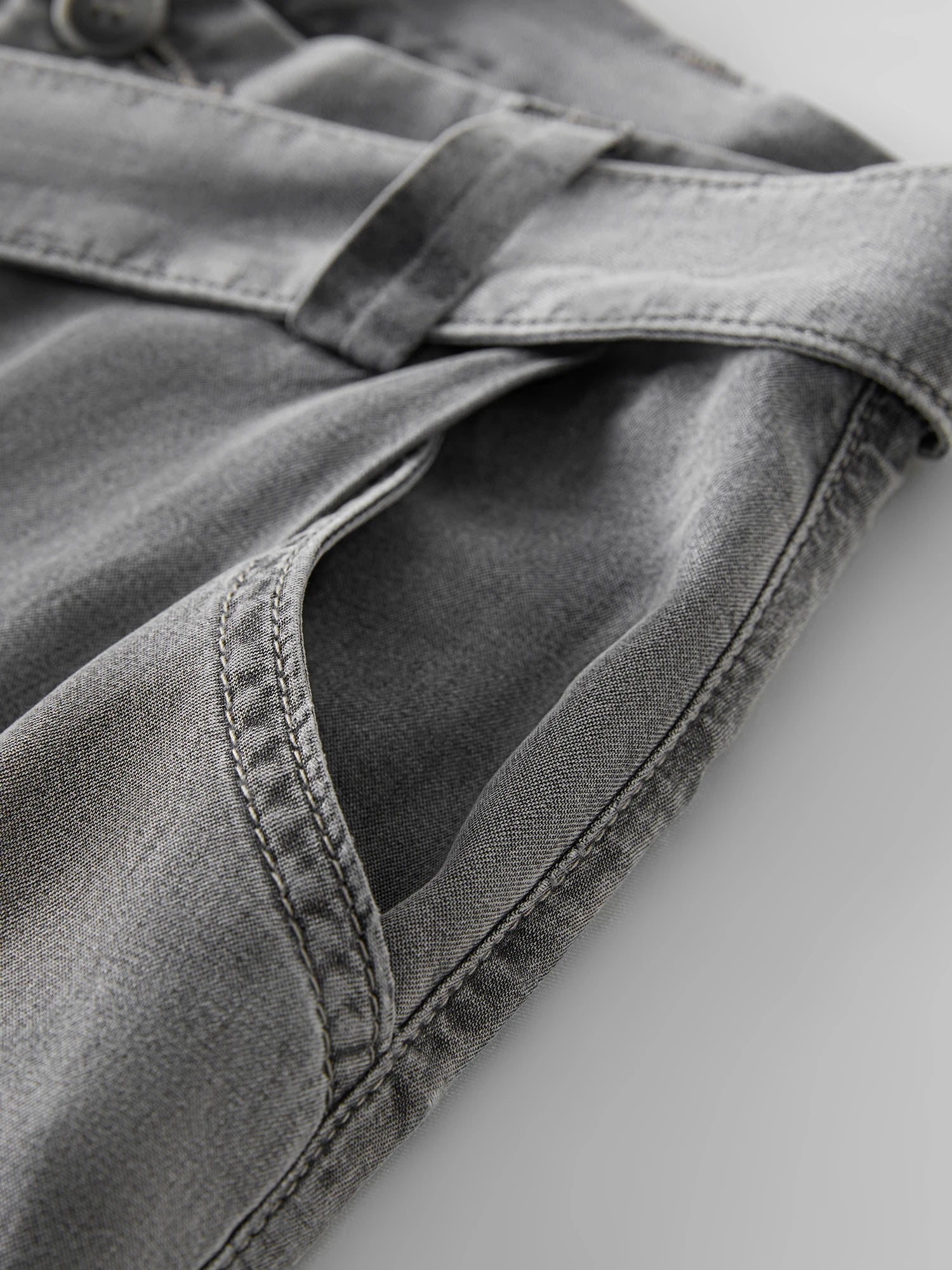 Draped Relaxed Wide-Leg Denim Pants