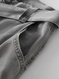 Draped Relaxed Wide-Leg Denim Pants