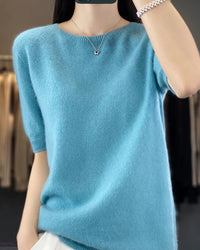 Extrafine Merino Wool Short-Sleeve Sweater