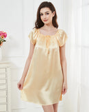 Mulberry Silk Flutter-Sleeve Mini Nightgown
