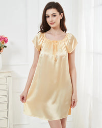 Mulberry Silk Flutter-Sleeve Mini Nightgown