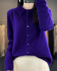 Mink Cashmere Polo Cardigan