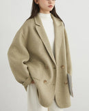 Wool-Blend Double-Breasted Midi Overcoat
