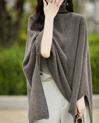 Wool Shawl-Style Mid-Length Sleeveless Pullover