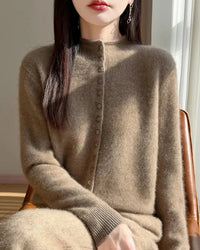 Mock Neck Merino Wool Cardigan