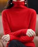 High-Neck Knitted Wool Pullover