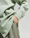 Lapel Collar Single-Breasted Loose-Fitting Shirt