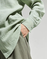 Lapel Collar Single-Breasted Loose-Fitting Shirt