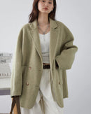 Oversized Drop-Shoulder Wool Blend Coat