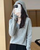Merino Wool Hooded Pullover Sweater