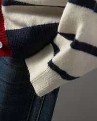 Striped Round Neck Knit Cardigan