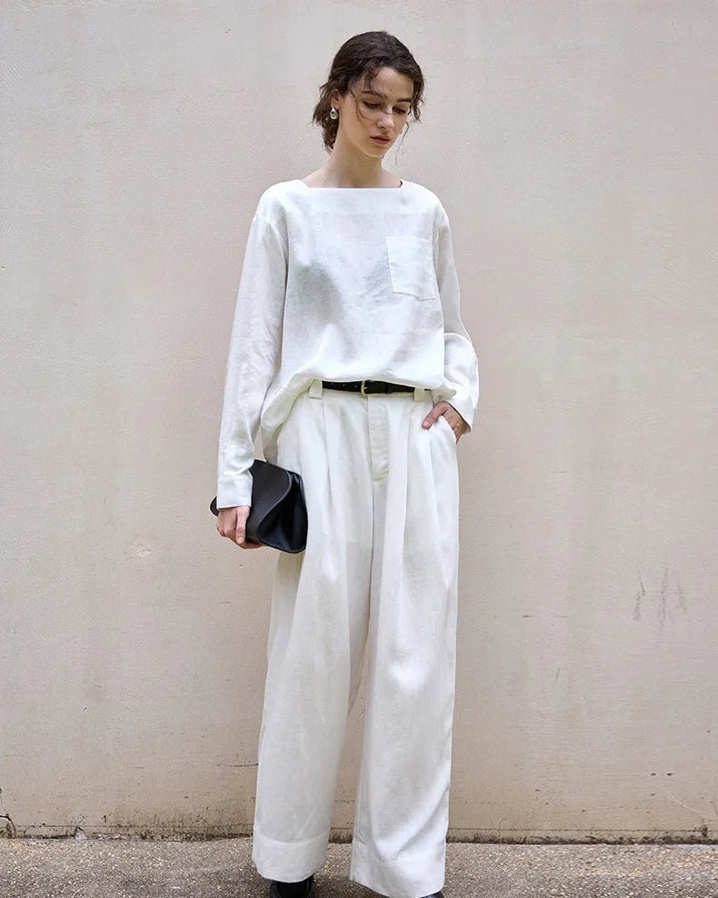 Retro One-Shoulder Collar Casual Loose T-Shirt