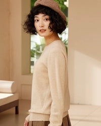 Cashmere Crew Neck Long-Sleeved Pullover Sweater