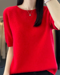 Extrafine Merino Wool Short-Sleeve Sweater