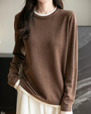 Layered-Look Wool-Blend Knit Top