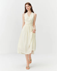 Halterneck V-Neck Twist Midi Dress