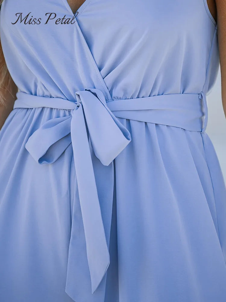 Belted Wide Leg V-neck Jumpsuit