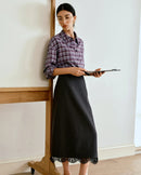 Elegant And Simple Straight-Cut Lace-Trimmed Dress