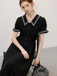 Tencel Linen Short Sleeve Little Black Dress
