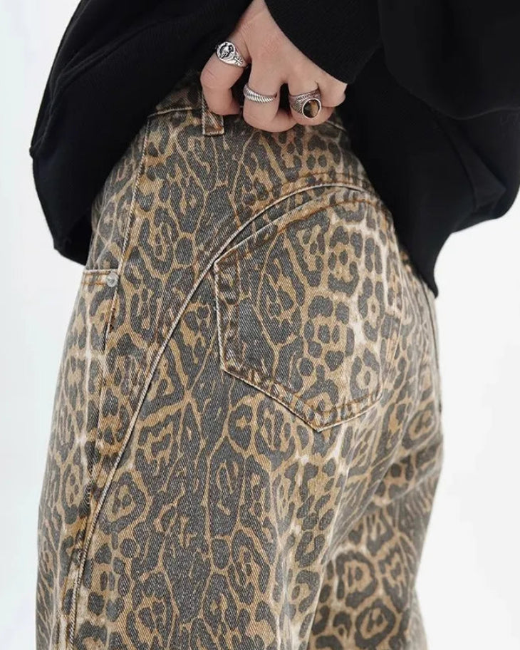 High Rise Wide Leg Denim Trousers